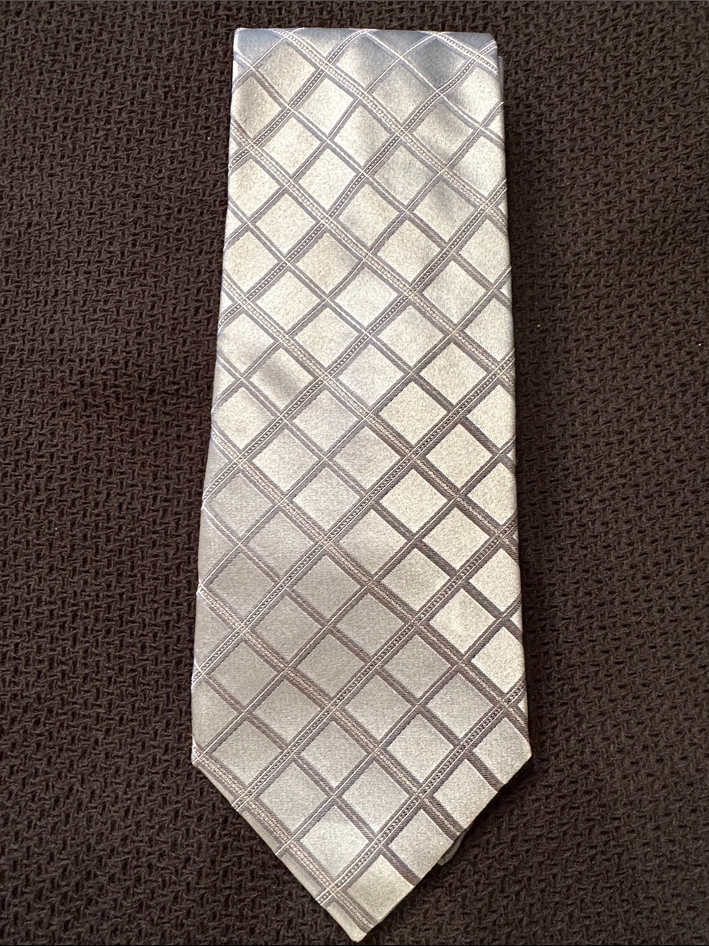 Classic Silver/Blue Plaid Men's Tie